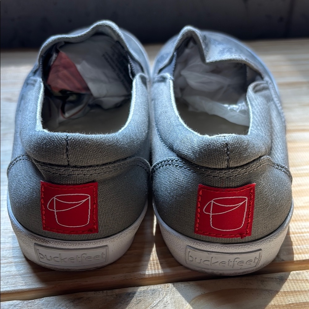 Bucket Feet Gray and Red Loafers